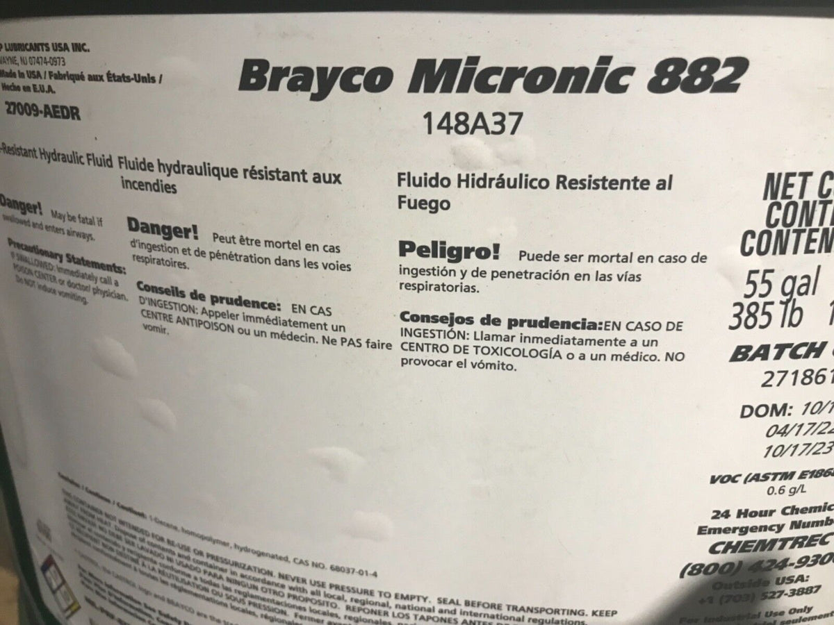 CASTROL Brayco Micronic 882 Feuer Wasserfest Hydraulische Flüssigke...