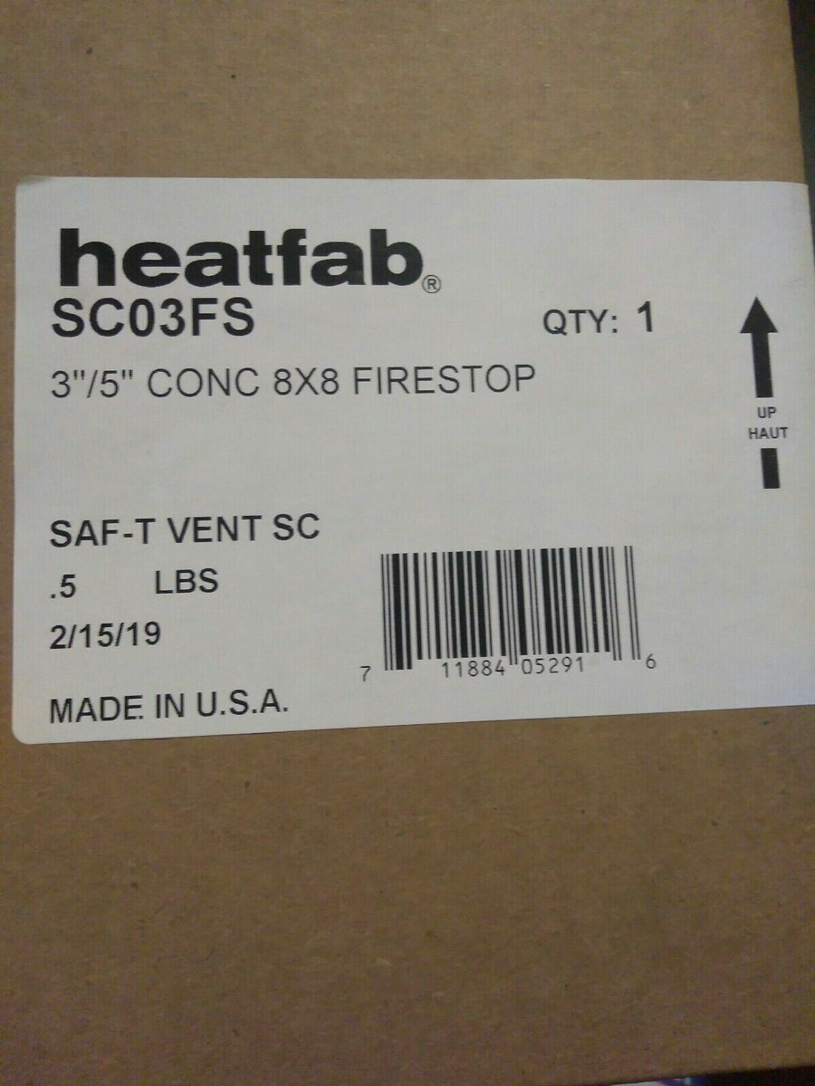 NEW Heat Fab SC03FS SafT Vent SC 3"/5" Diameter ,8x8 Fir...