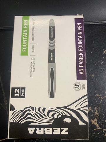 Zebra Fountain Pen , 0.6mm Fine Point, GREEN (12PK)