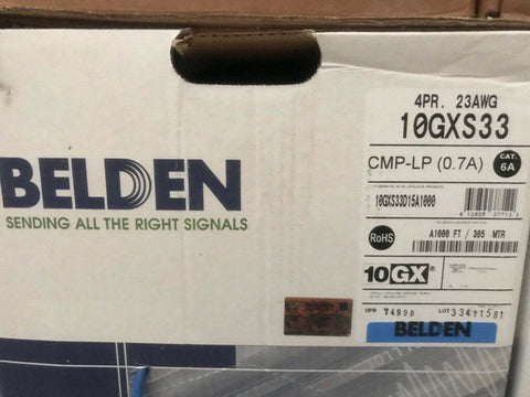 23-4P UTP-CMP SOL BC CAT6A SM. DIA BONDED PAIR BLUE 10GXS REEL-IN-BOX SHIPS FREE