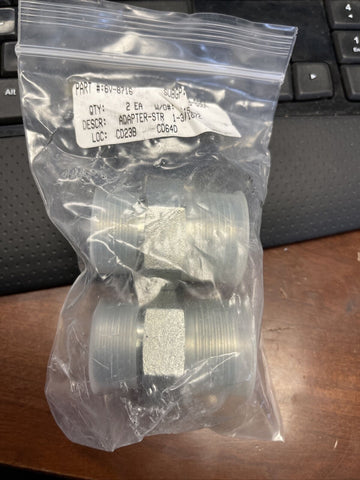 GENUINE CAT 6V-8716 - 38.10 mm Hexagonal Plate Steel Straight Adapter - Qty 2