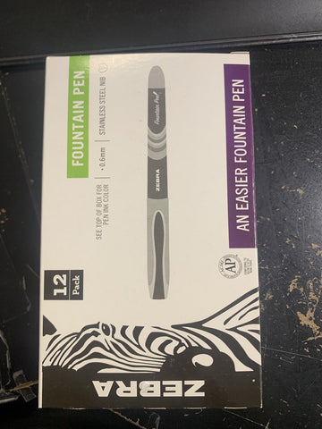 Zebra Fountain Pen , 0.6mm Fine Point, FUCHSIA (12PK)