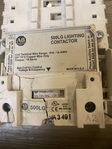 500lg- lighting contactor ALLEN BRADLEY    500LG-CCKA1   PARTS ONLY
