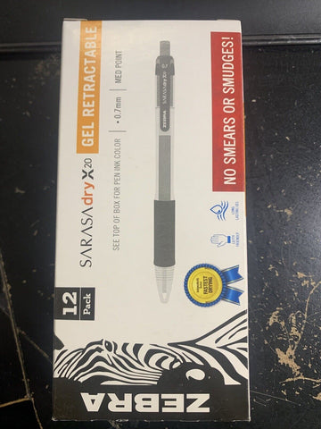 Zebra Sarasa Dry X20 Retractable Gel Pen, Medium Point, 0.7mm, MAHOGANY (12PK)