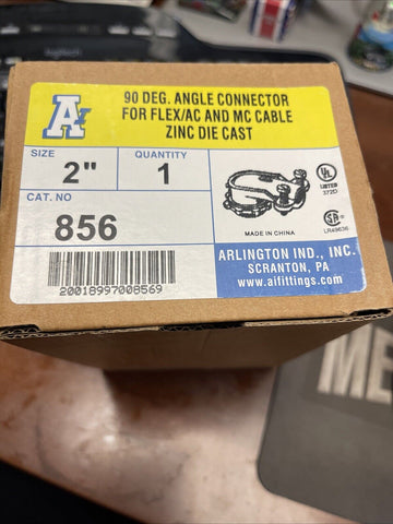 Arlington Industries 856 Flex Connector Material: Zinc Die Cast Size: 2 Inch 90
