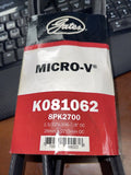 K081062HD NEW GATES SERPENTINE HEAVY DUTY MICRO-V BELT 8PK2700 106.875"x1.09375"