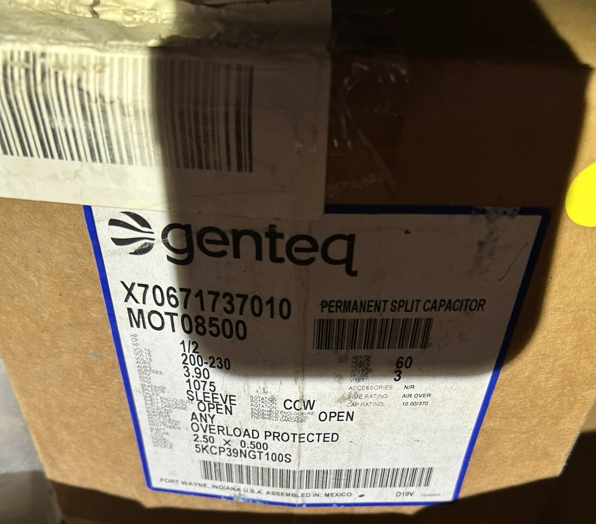 Mod01638 OEM Trane American Standard Furnace Blower Motor 1/2 HP Fits MOT085...