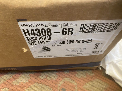 BRAND NEW ROYAL H4308-6R Gasketed Sewer Fittings 8 X 6 INCHES