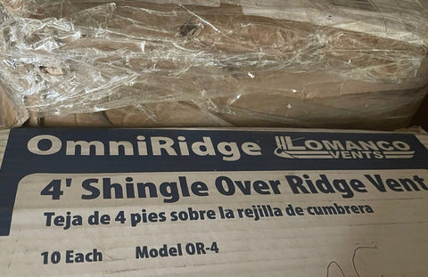 NEW Lomanco OR-4 Omniridge 4’ Shingle Over Ridge Vent (Case of 10) FREE SHIPPING