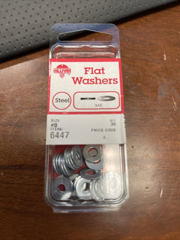 Hillman 6447 Zinc Plated Steel SAE Flat Washer #8 (Pack of 10) **FREE SHIPPING**