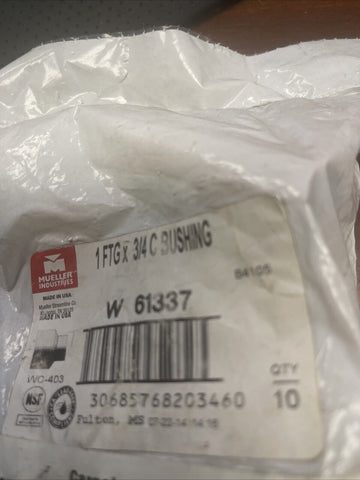 Mueller Streamline W 61337 Reducing Bushing 1 x 3/4 Sweat Dia. in. (Pack of 10)