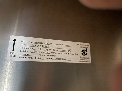 New Donaldson P030625-016-190 Hepa Panel Filter Open Box