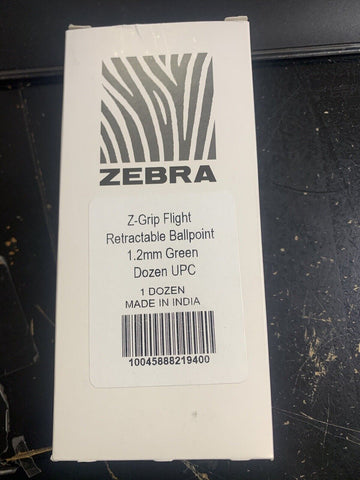 Zebra Classic Z-Grip Flight Retractable Ballpoint Pens - 1.2MM - GREEN (12PK)