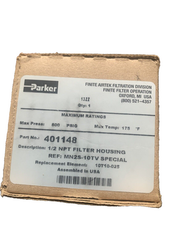 GENUINE Parker 401148 - 1/2 NPT Filter Housing, 800 PSIG **FREE SHIPPING**