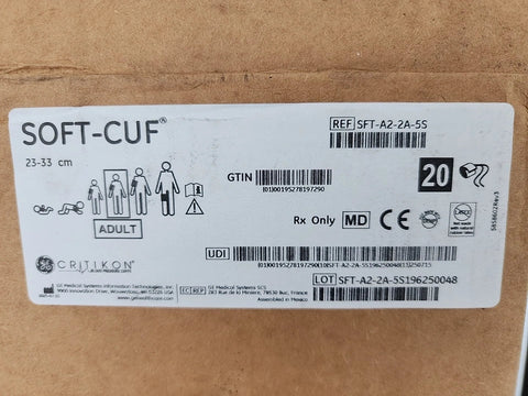 GE Critikon Soft-Cuf Adult Blood Pressure Cuff 23-33cm SFT-A2-2A-5S (Box of 20)