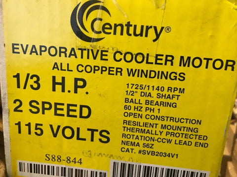 NEW CENTURY SVB2034V1 Evaporative Cooler Motor,CCWLE,115V,Ball