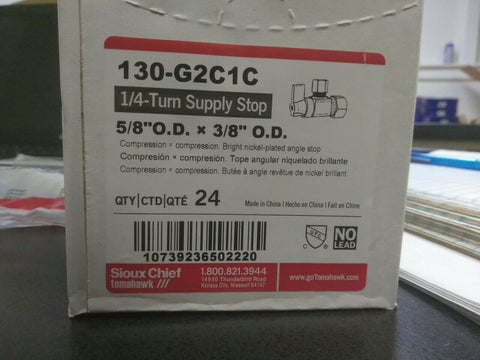 NEW 5/8" OD X 3/8" OD 1/4 TURN COMPRESSION STRAIGHT STOP VALVE