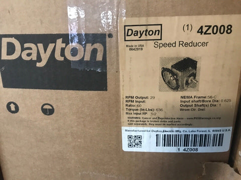 Speed Reducer,C-Face,56C,60:1 DAYTON 4Z008