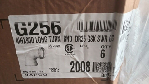 (1 Caja De 6) Nuevo NAPCO G256 G-Series PVC Gasketed SDR35 Sewer Largo Limpieza