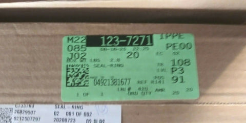 (1 BOX OF 20) NEW GENUINE OEM CATERPILLAR CAT ENERGIZER SEAL 123-7271