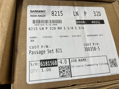 GENUINE Sargent 8215 LN P 32D RH 1 1/4 1 3/4 Manufacturing Mortise Lock