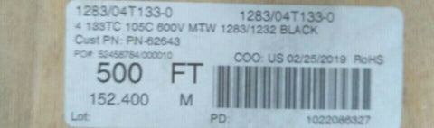 NEW 1283/04T133-0 4 133TC 105C 600V MTW 1283/1232 BLACK