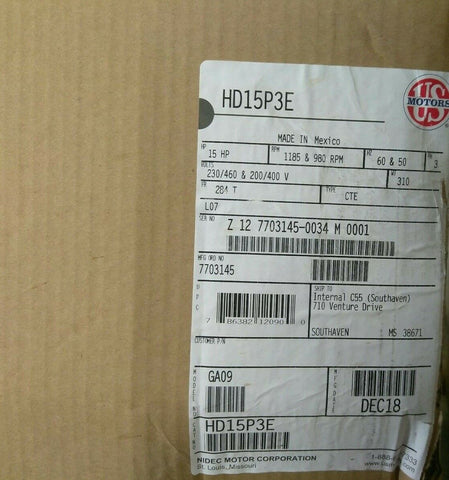 Neuf US Motors ( Nidec ) HD15P3E, Usage Général Moteur