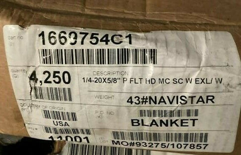 (1 BOX OF 4,250)NAVISTAR/ INTERNATIONAL 1669754C1 SCREW W/LOCK WASHER 1/4-20X5/8