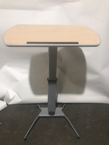 MUST Sit Stand Desktop Computer Desk, ADJUSTABLE MAPLE TOP , GREY BASE