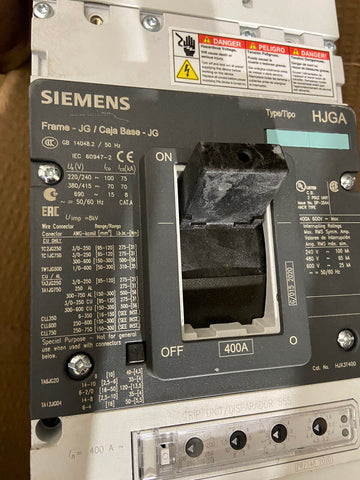 SIEMENS 400A 600v HJGA CIRCUIT BREAKER HJX3T400 400 AMP