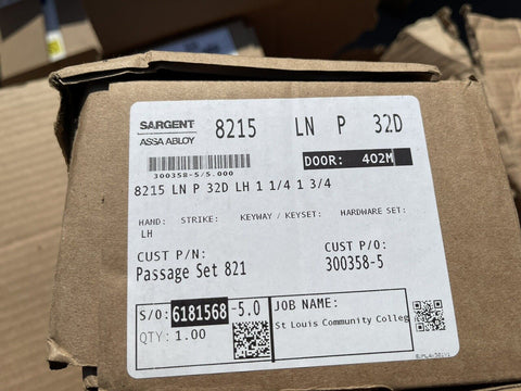 GENUINE Sargent 8215 LN P 32D LH 1 1/4 1 3/4 Manufacturing Mortise Lock