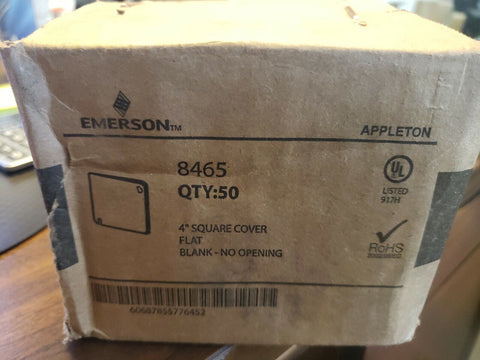 (50) EMERSON 8465 Plano en Blanco Escape Cuadrado Caja Tapa, 4 IN ALTO X Con ,