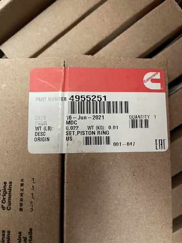 GENUINE OEM CUMMINS PISTON RING SET 4955251