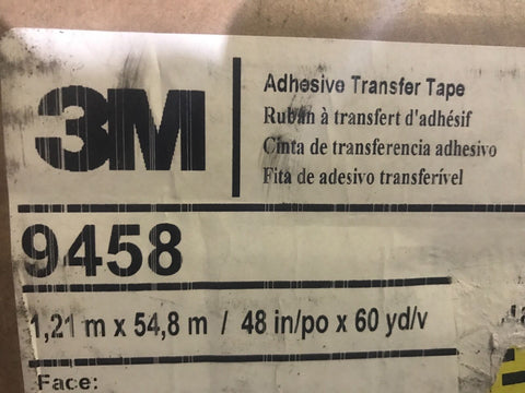 3M 9458 48 IN X 54.9m 1 Mil Adhésif Transfert Bande Transparent