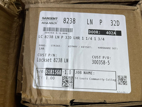 GENUINE Sargent LC 8238 LN P 32D LHR 1 1/4 1 3/4 Manufacturing Mortise Lock