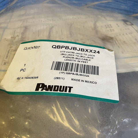 NEW PANDUIT QUICKNET CABLE ASSEMBLY QBPBJBJBXX24, CAT. 6E (24')