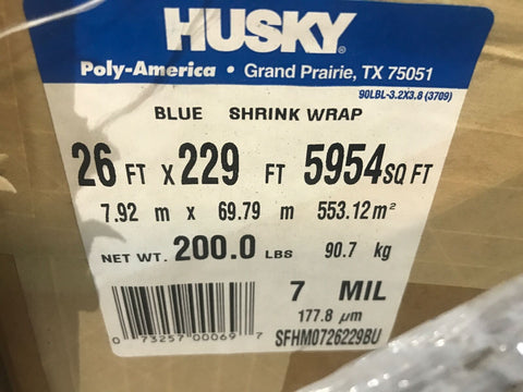 HUSKEY Poly America BOAT Wrap SFHM0726229BU 26'X229x007 Blue Shrink Wrap 200#
