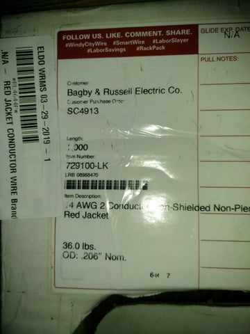 14 AWG 2 Conductor Bare Copper, Non-Shielded Non-Plenum Fire Alarm Type FPLR UL