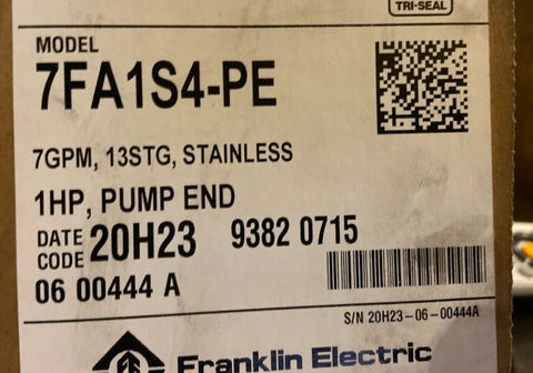 Franklin Electric FPS 4400 Tri-Seal 7FA1S4-PE Submersible Well Pump End Only 7 G