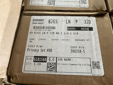 GENUINE Sargent 49 8265 LN P 32D RH 1 1/4 1 3/4 Manufacturing Mortise Lock