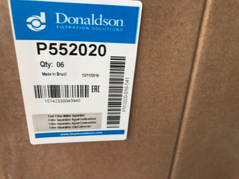 6 GENUINE Donaldson P552020 Water Separator Fuel Filter Cartridge