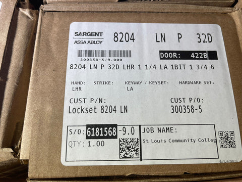 GENUINE Sargent LC 8204 LNP 32D LHR 1 1/4 1 3/4 Manufacturing Mortise Lock