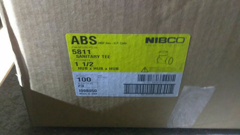 (100) NEW NIBCO 5811-2 ABS-I 1-1/2" x 2" PVC PLUMBING TEE, NNB