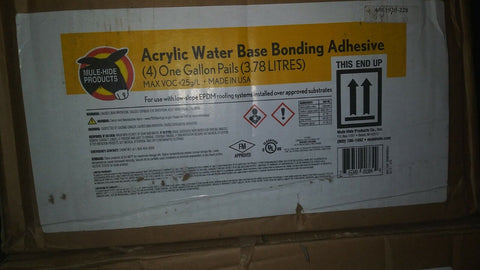 (1 BOX OF 4-1GAL PAILS) NEW ACRYLIC WATER BASE BONDING ADHESIVE FOR EPDM