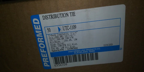(1 BOX OF 50) Preformed Distribution Tie, Aluminum, 0.589 to 0.665 in. Dia