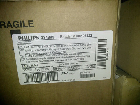 NEW Philips 281899 17W 4100K Bi-Pin Linear Fluorescent Tube CUSTODIA OF 30