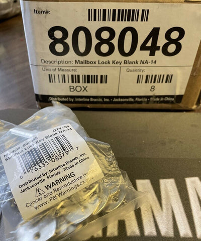 BLANK MAILBOX KEYS, INTERLINE, 808048 NA-14 (50 KEYS PER LOT)