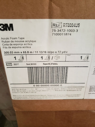 3M Doble Cara Gris Acrílico Espuma Cinta Adhesiva 300mm X 65.8m 11.8"