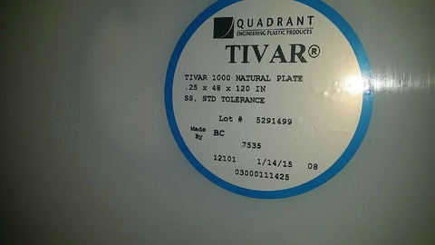 Quadant TIVAR 1000 WHITE NATURAL PLATE .25 X 48" X 120"