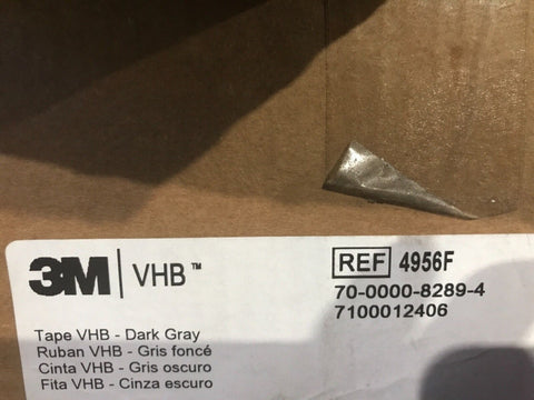 3M VHB Double Sided Foam Acrylic Adhesive Tape 4956F Gray, 2" in x 36 YARDS